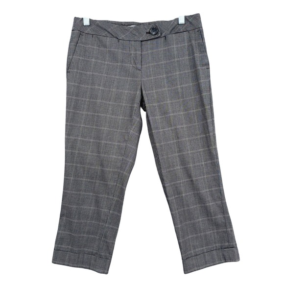 Ann Taylor LOFT Pants - Ann Taylor LOFT Plaid Cropped Pants Women 4P Cotton Gray